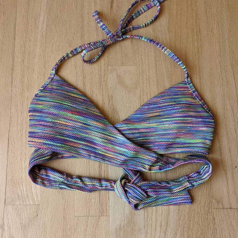 Aerie multicolored wrap bikini top size XS